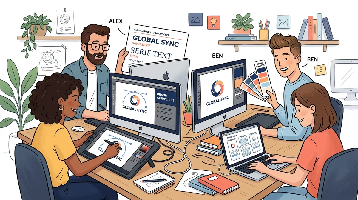 UI/UX product designers and brand identity creators crafting corporate logo concepts, typography, and color palettes